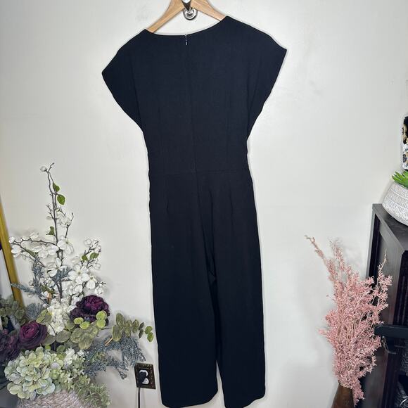ANTHROPOLOGIE x ETT TWA Sedona Wide Leg Cropped Jumpsuit Black Sz M {3V1} - Picture 3 of 5